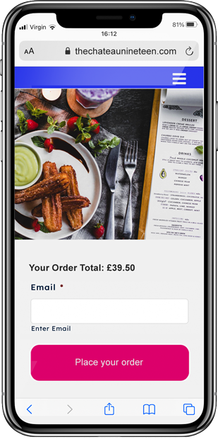 WPdirectdebit on a smartphone for a resstaurant menu ordering application